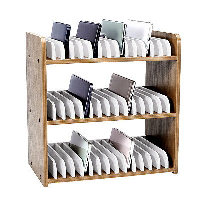 Boîte de rangement en bois pour téléphone portable, support de téléphone portable, boîte de rangement organisateur de bureau pour bureau de classe