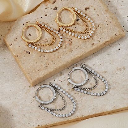 Серьги-кольца с подвесками-кисточками из латуни во французском стиле с кубическим цирконием, изысканные ретро-украшения для женщин