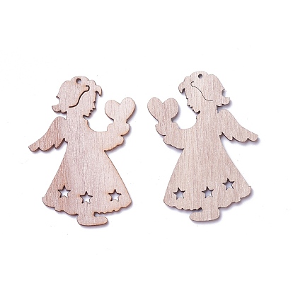 Undyed Wood Pendants, Angel