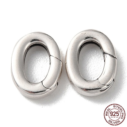 925 Thailand Sterling Silver Spring Gate Rings, Oval