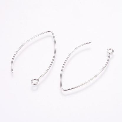 304 Stainless Steel Hoop Earrings, with Horizontal Loop