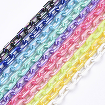 Acrylic Opaque Cable Chains, AB Color, Oval