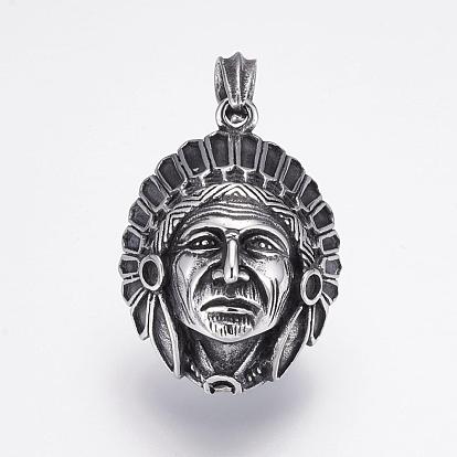 304 Stainless Steel Pendants, Native American Charm
