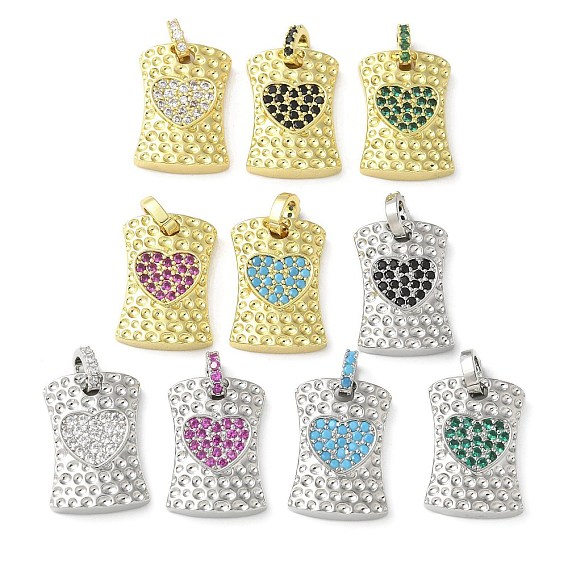 Латунные микро проложить кубического циркония подвески, прямоугольник с подвесками в виде сердечек, стойки покрытие, долговечный