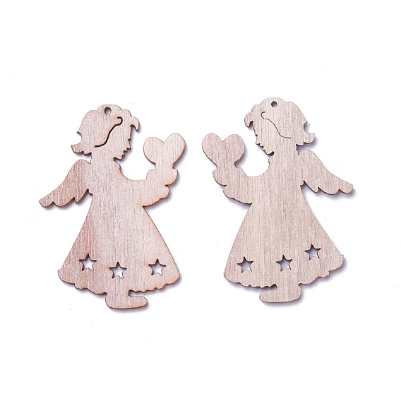 Undyed Wood Pendants, Angel