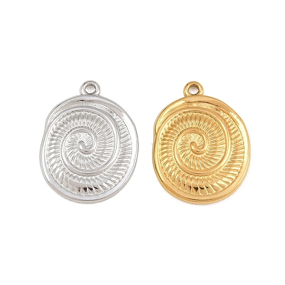 304 Stainless Steel Pendants, Spiral Shell Shape Charms