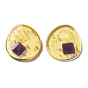 Transparent Resin Cabochons, with Shell and Gold Foil Inside, Flat Round