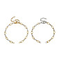 2Pcs 2 Colors 304 Stainless Steel Textured Oval Link Chains, Figaro Chains Bracelets Making