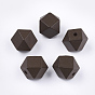 Painted Natural Wooden Beads, Faceted, Polygon
