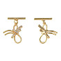 Brass Micro Pave Clear Cubic Zirconia Toggle Clasps, Nickel Free, Flower