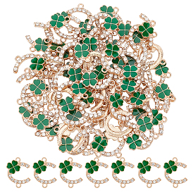 60Шармы из эмалевого сплава шт., с кристально горный хрусталь, золотой свет, c форма с клевером