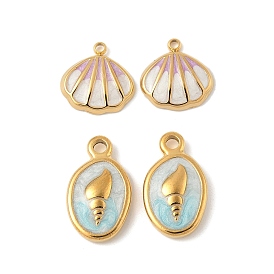304 нержавеющей стальной эмали подвески, подвески в форме ракушек, ионное покрытие (ip), реальный 18 k позолоченный