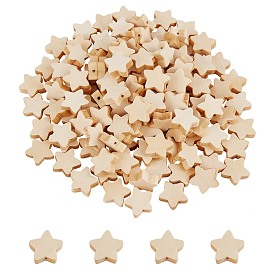 Unfinished Wood Beads, for DIY Decoration Accessories, Star