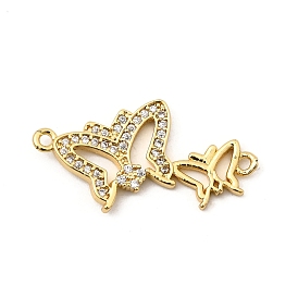 Подвески-бабочки с двойным коннектором из латуни с микропаве из прозрачного кубического циркония, без свинца и без кадмия, долговечный, стойки покрытие