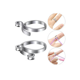 Zinc Alloy Open Cuff Ring, Knitting Loop Crochet Loop, Yarn Guide Finger Holder for Women