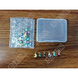 24 piezas 6 colores dijes de esmalte de latón, real 18 k chapado en oro, con anillos de salto, luna con mal de ojo, sin plomo y cadmio