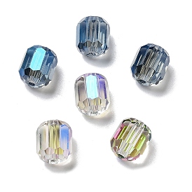 Electroplate Column Glass Beads, Full Rainbow Plated, Faceted