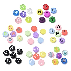 Непрозрачный акрил европейского бисера, бусины с большим отверстием, плоские круглые с буквы