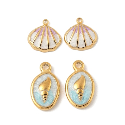 304 нержавеющей стальной эмали подвески, подвески в форме ракушек, ионное покрытие (ip), реальный 18 k позолоченный