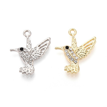 Подвески из сплава и страза, птица, без свинца и без кадмия