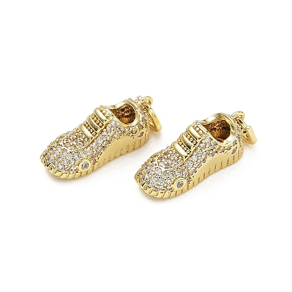 Brass Micro Pave Clear Cubic Zirconia Pendants, Shoes Charms