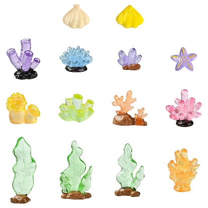 28 шт. 14 стили украшения для демонстрации морских организмов из смолы, для украшения рабочего стола домашнего офиса, разнообразные