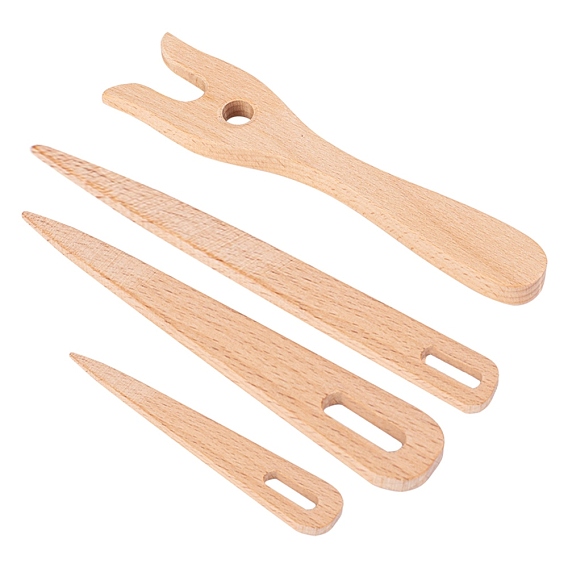 Wooden Knitting Fork and Big Eye Needle Sets, for DIY Kniting, Bracelet, Weaving Tool