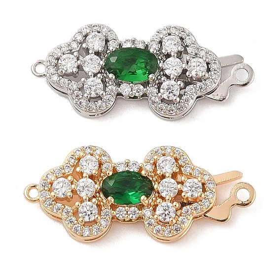 Латунный микропаве, прозрачный стеклянный крючок с кубическим цирконием и застежкой S-образный крючок, без кадмия, без никеля и без свинца, зелёные