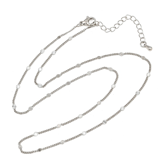Collares de cadena trenzada con disco de latón, larga duración plateado, chapado en rack, sin plomo y el cadmio