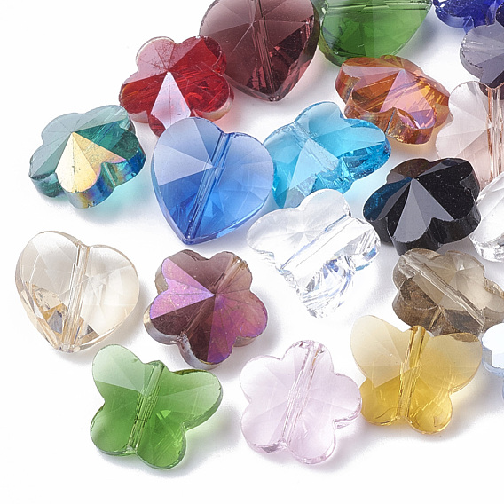 Transparent Glass Beads, Faceted, Mixed Style, Mixed Shape