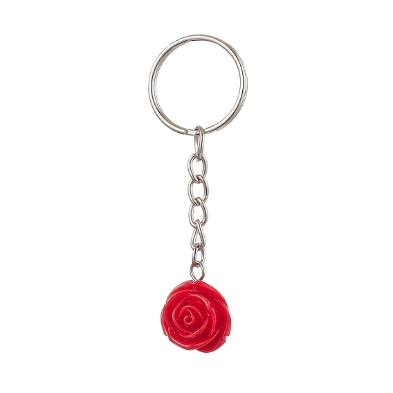Harz keychain, mit  eisernem Zubehör, karminroten Blüten