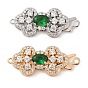 Латунный микропаве, прозрачный стеклянный крючок с кубическим цирконием и застежкой S-образный крючок, без кадмия, без никеля и без свинца, зелёные