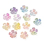 UV Plating Opaque Acrylic Beads, Iridescent, Flower, Gradient Color