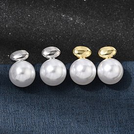 Латунь серьги стержня, с пластмассовой жемчужиной abs, долговечный, стойки покрытие, без свинца и без кадмия