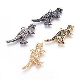 Brass Micro Pave Cubic Zirconia Pendants, Dinosaur