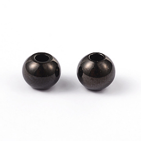 304 rondes perles d'espacement en acier inoxydable, 6mm, Trou: 2mm