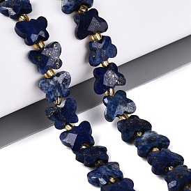 Lapis-lazuli naturelles teints perles brins, papillon, avec des perles de rocaille
