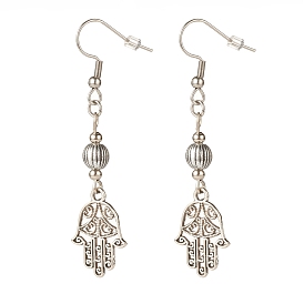 Boucles d'oreilles pendantes en alliage hamsa main, boucles d'oreilles longues pour femmes