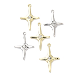 Rack Plating Alloy Rhinestone Pendants, Lead Free & Cadmium Free & Nickel Free, Star