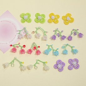 Handmade Glass Seed Beads, Loom Pattern, Flower Pendants