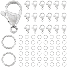 50шт 304 застежки-карабины из нержавеющей стали, с 100 открытыми соединительными кольцами
