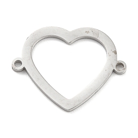 304 Stainless Steel Hollow Connector Charms, Heart Links