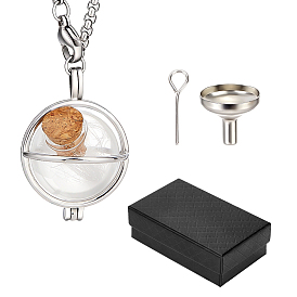 Латунные бусины, подвески из стеклянных бутылок, воронки из нержавеющей стали, 201 коробка из нержавеющей стали цепи ожерелье, 304 штифт из нержавеющей стали, картонная бумажная шкатулка для украшений