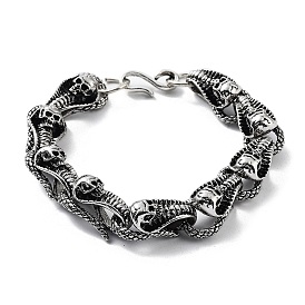 Retro Alloy Skull Snake Link Chain Bracelets for Women Men