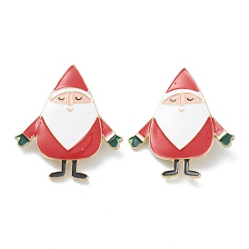 Christmas Themed Alloy Enamel Brooches, Enamel Pin, with Clutches, Santa Claus
