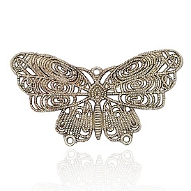 De style tibétain liens alliage de papillon, 58x31x2.5mm, Trou: 1mm