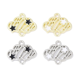 Rack Plating Alloy Enamel Cloud with Star Links Connector Charms, Cadmium Free & Nickel Free & Lead Free