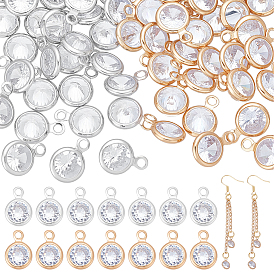 80 шт 2 цвета кулоны из латуни, микропаве, циркония, круглые подвески