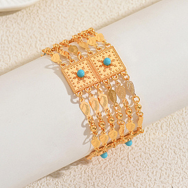 Многослойные браслеты из сплава смолы в богемном стиле, браслеты из квадратных и листовых звеньев для женщин