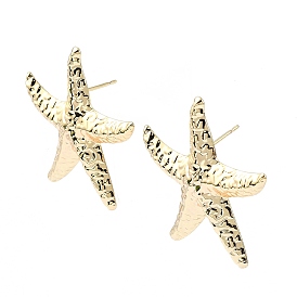 Hammered Starfish Shape Brass Studs Earring